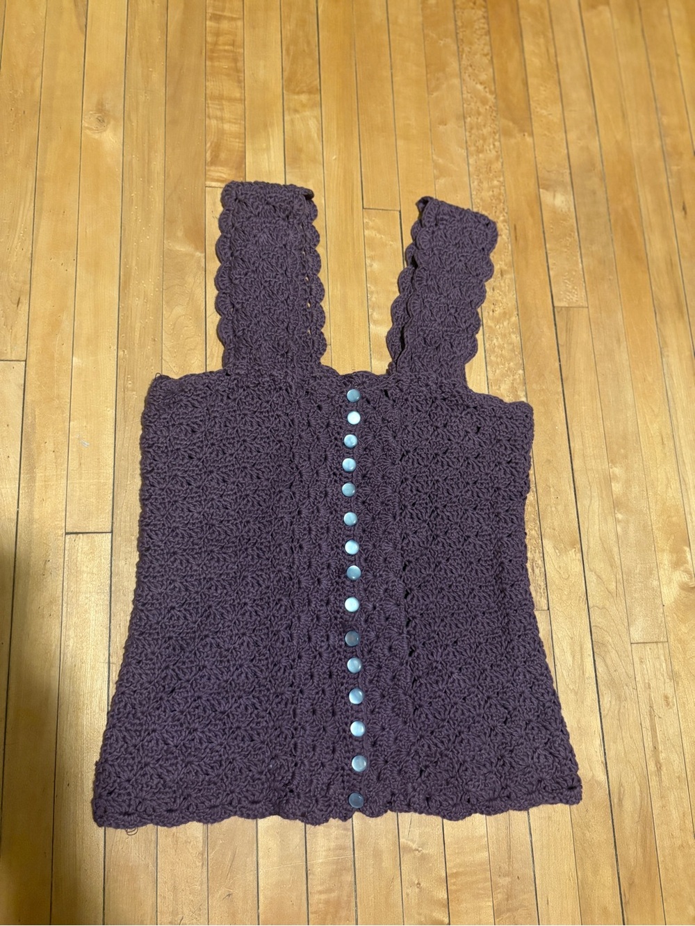 Bamboo Handmade Crocheted Purple Button-Front Camisole
